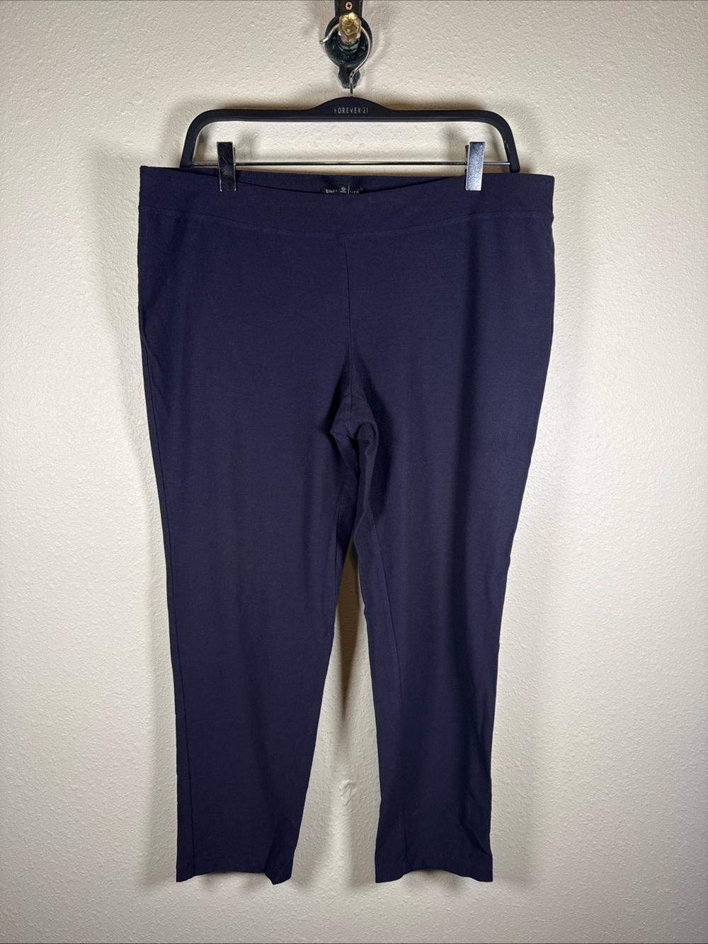 Eileen Fisher Pull On Elastic Waist Cropped Ankle Pants Tapered Large Coastal